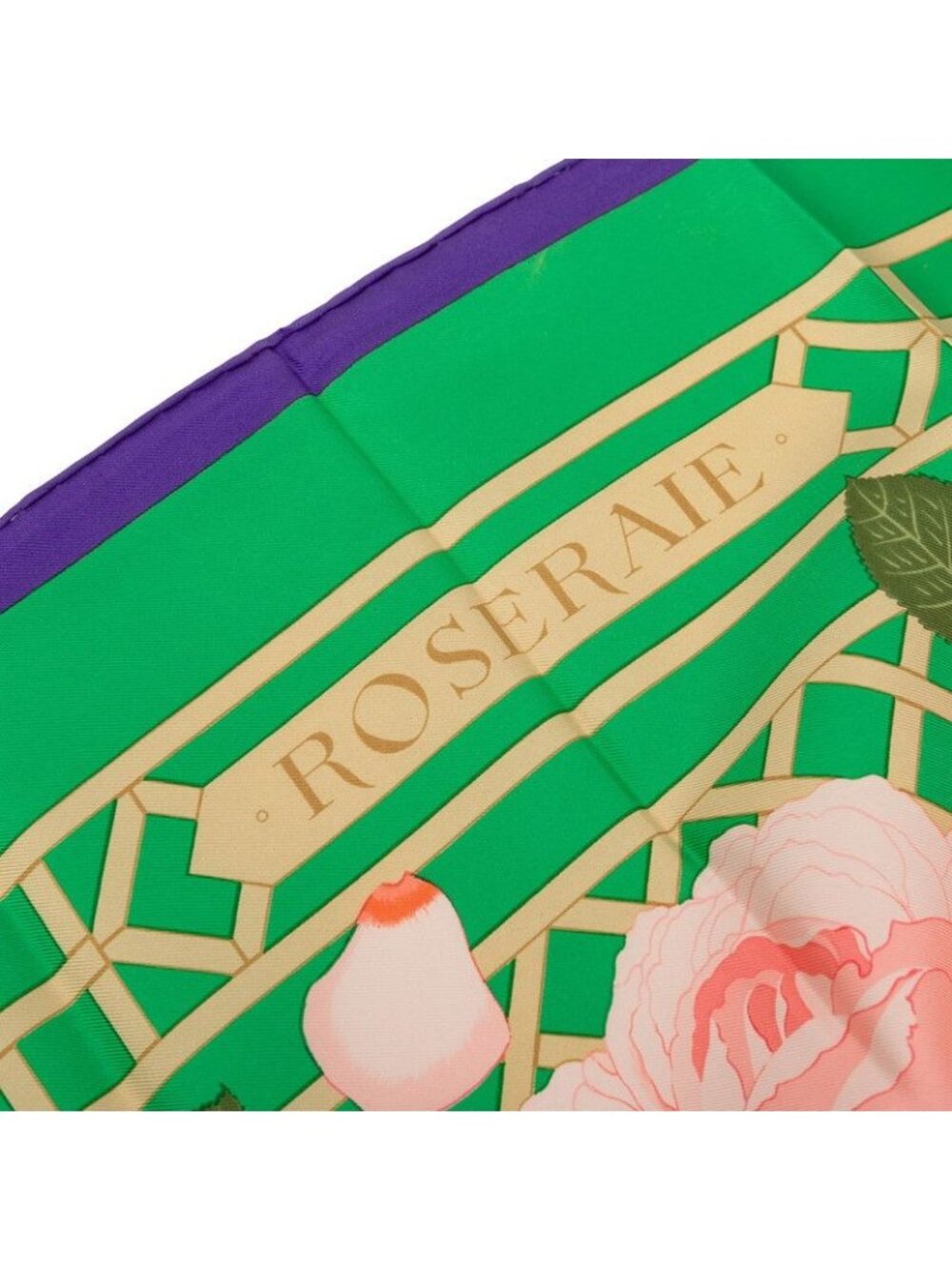 Hermes Carre 90 Roseraie Rose Garden Scarf Green Multicolor Silk - Picture 8 of 10